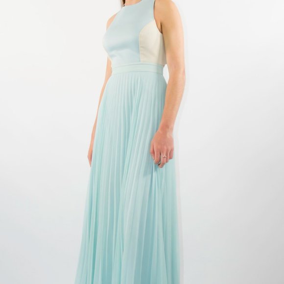 Sachons + Babi pleated dress color block blue prom formal - Picture 4 of 13